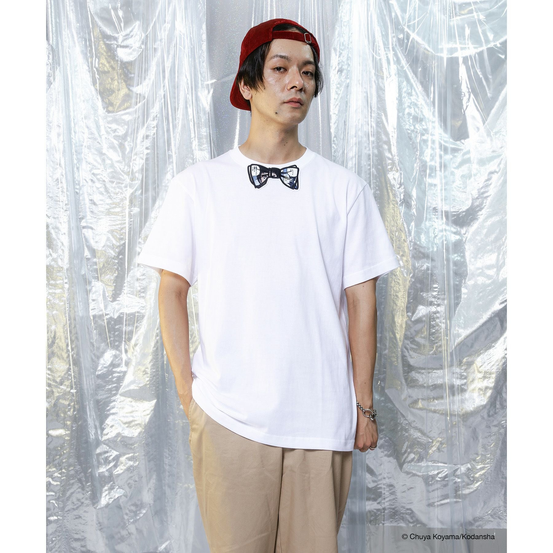 SUPERTHANKS x SPACE BROTHERS 蝶ネクタイワッペンTシャツ ホワイト