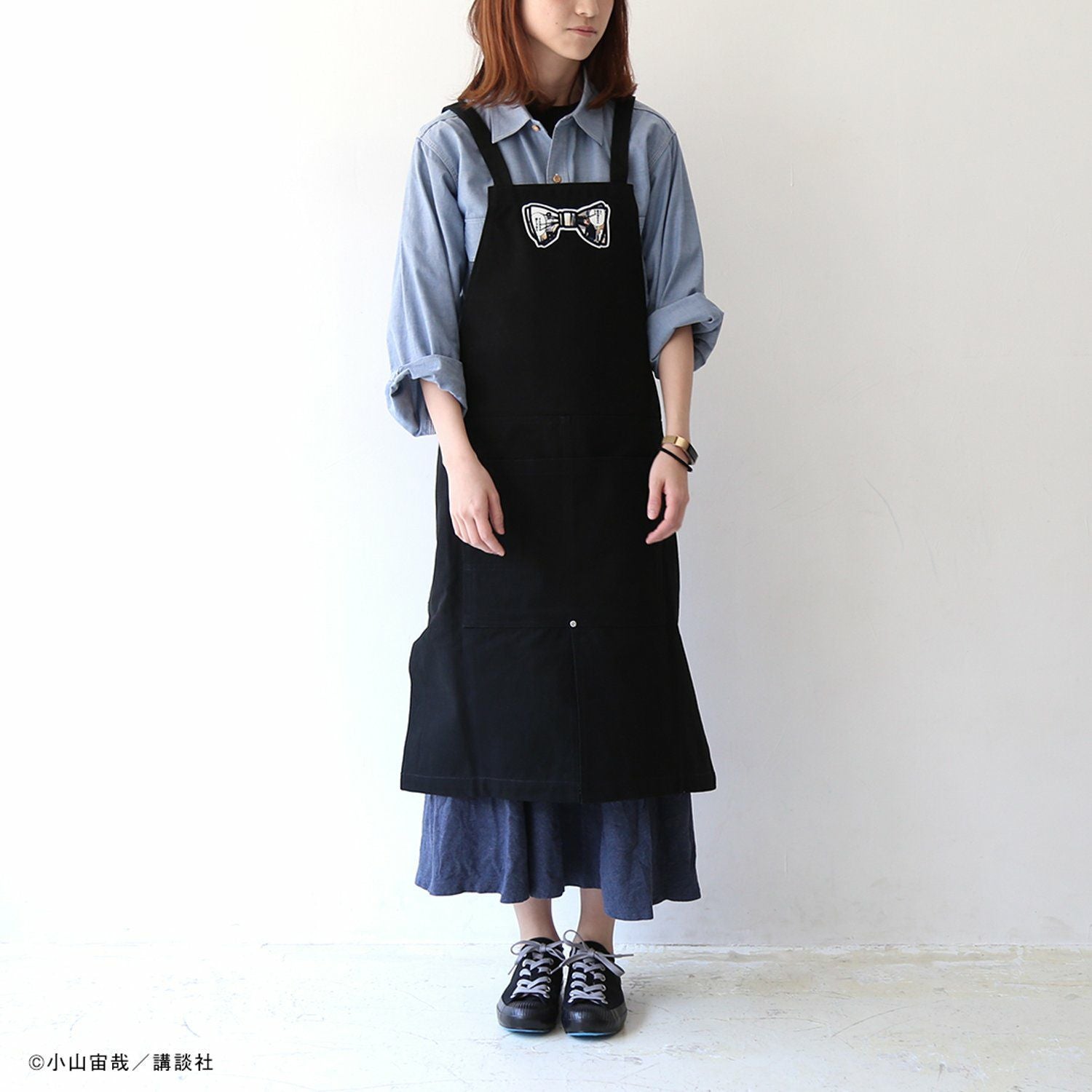 SUPERTHANKS x SPACE BROTHERS 蝶ネクタイワッペンエプロン ブラック