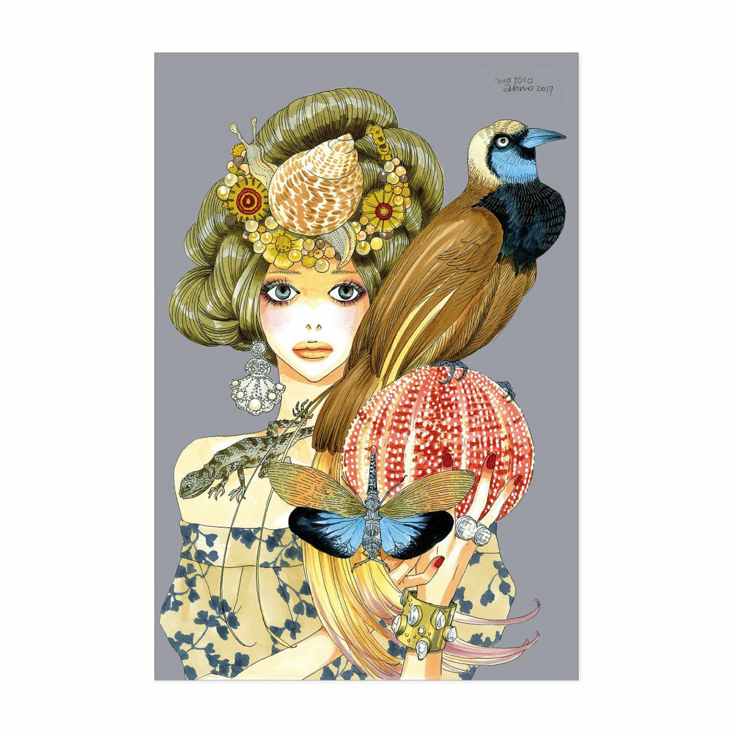 安野モヨコ ポストカード 澁澤龍彦『極楽鳥とカタツムリ』装画